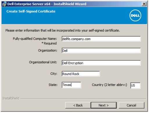 Self-signed certificate process