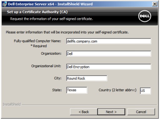 Self-signed certificate process