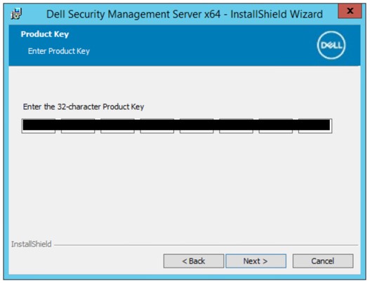 Installer product key field