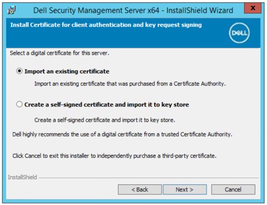 Installer certificate options
