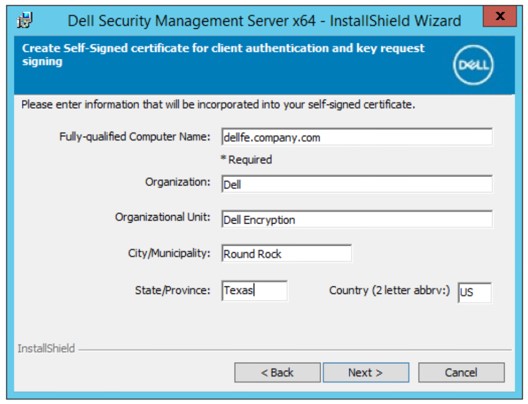 Self-signed certificate process