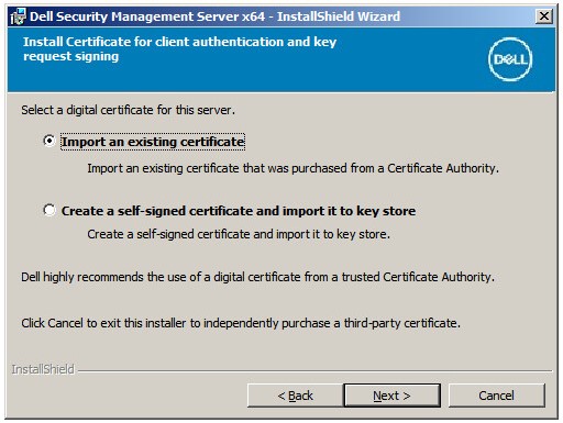 Installer certificate options