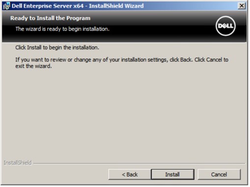 Ekran gotowości do instalacji serwera Dell Data Protection Enterprise Edition