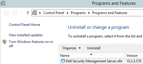 Dell Security Management Server x64のバージョン