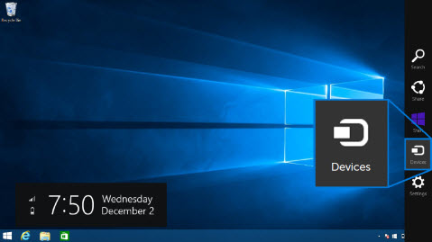 Enhetsikonen i menyraden Snabbknappar i Windows 8 eller 8.1