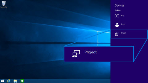 Windows 8 或 8.1 中的投影选项