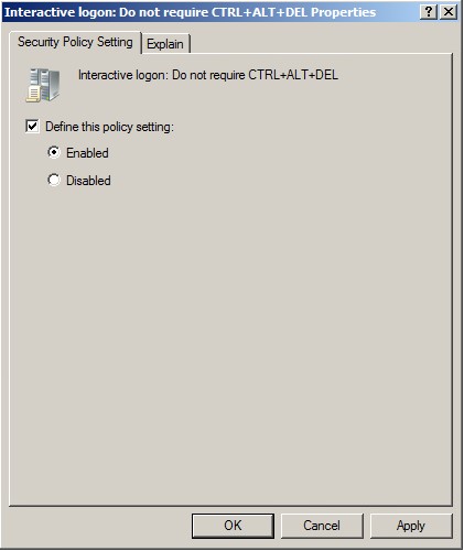 不间断登录：不需要 CTRL+ALT+DEL 属性