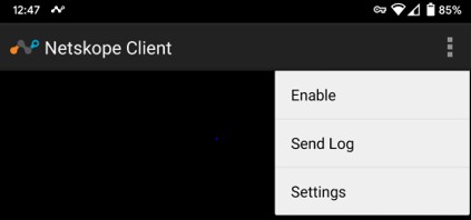 Dropdown med indstillingen Indstillinger