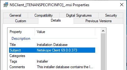 Emnelinje under fanen Detaljer under Egenskaber