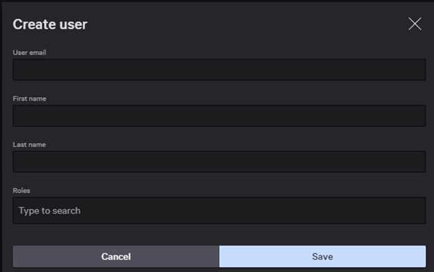Menu Create user CrowdStrike