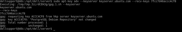 Example of the PostgreSQL key already being imported