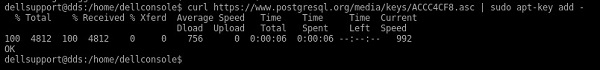 curl https://www.postgresql.org/media/keys/ACCC4CF8.asc | sudo apt-key add - 실행