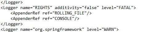 Ajouter un code XML au fichier log4j2.xml