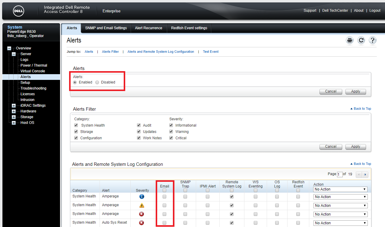 iDRAC7 and iDRAC8 Alert Settings