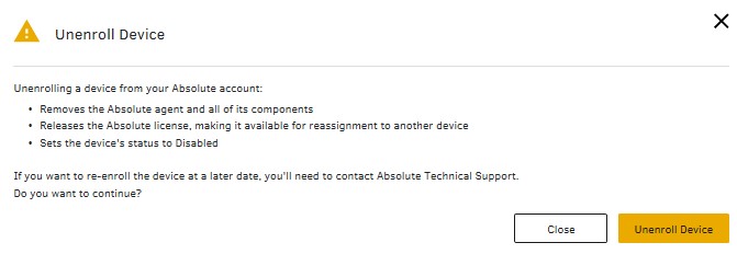 Botón Anular inscripción del dispositivo