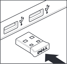 Kannettavan tietokoneen ireless USB-vastaanottimen asettaminen paikalleen
