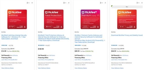 McAfee-tuotetiedot