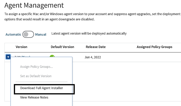 Last ned installasjonsprogram for Full Agent