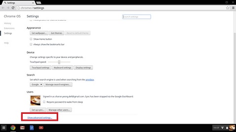 Chrome Ayarlar sayfası
