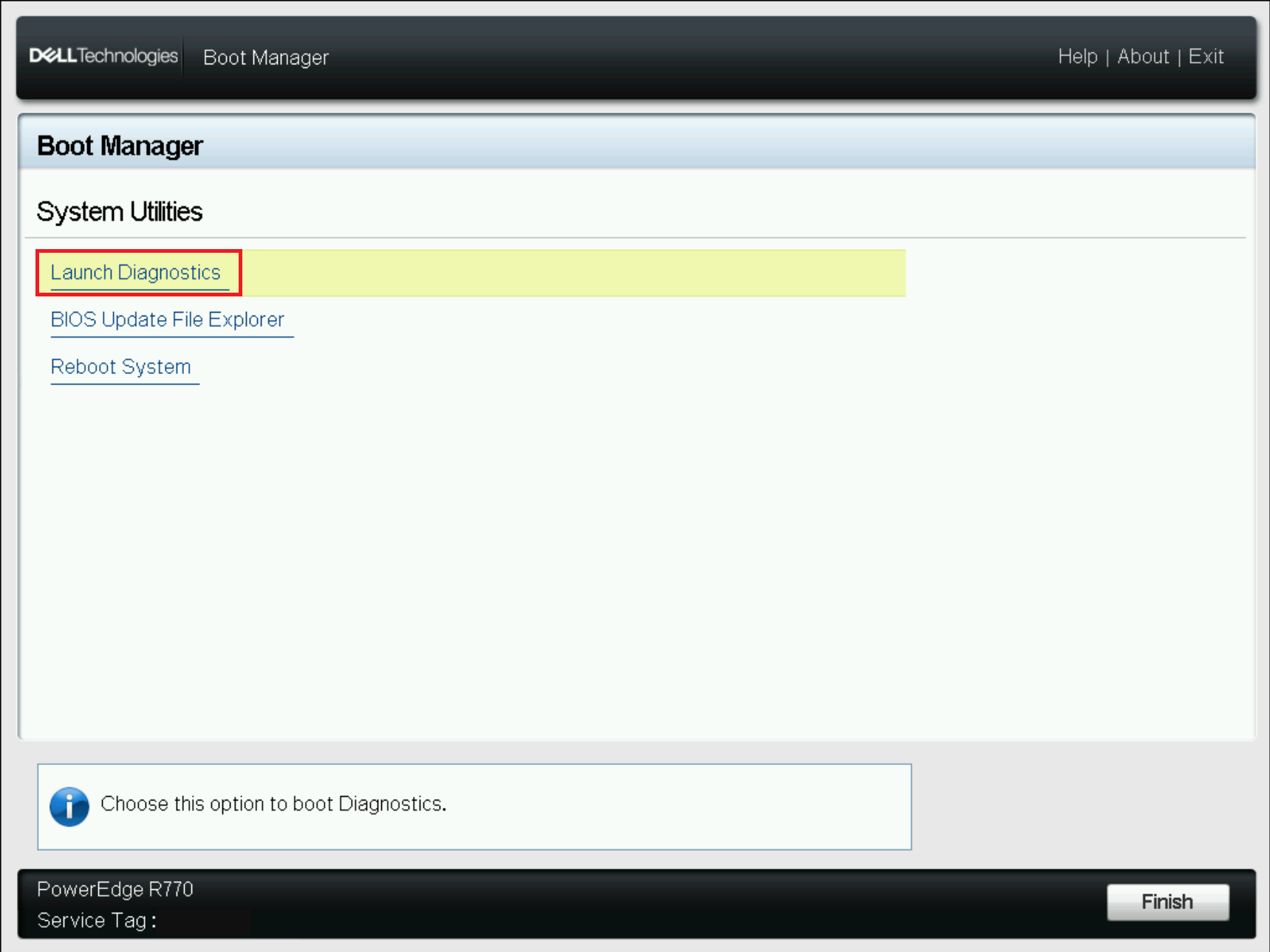 Select Utilities and then Launch Diagnostics