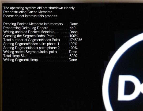 Screenshot of error message