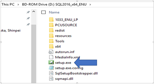Setup.exe file within the SQL Server evaluation image