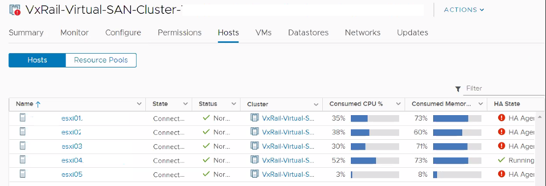 Screenshot of HA status