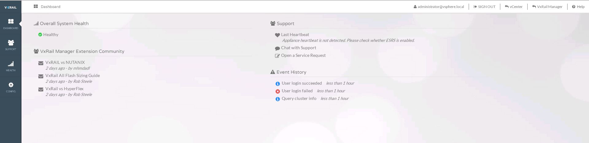 VxRail Manager 的 Web UI