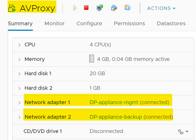 Configurazione della VM AVProxy