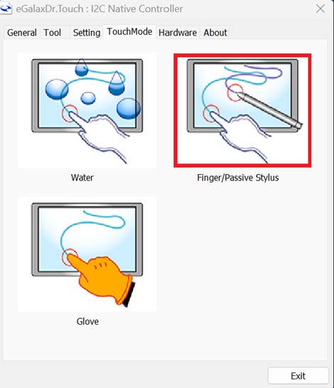 フィンガーおよびパッシブ ペン モード