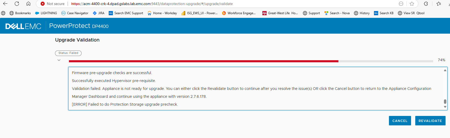 [ERROR] Failed to do Protection Storage upgrade precheck