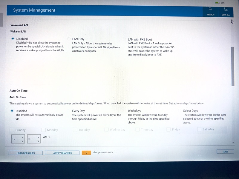 Ekran funkcji F2 systemu BIOS