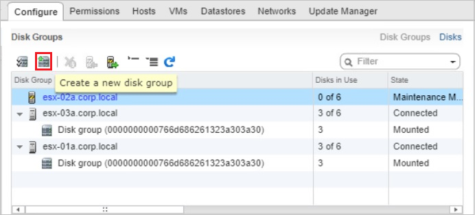 Toont de vSphere Web client en waar u op kunt klikken