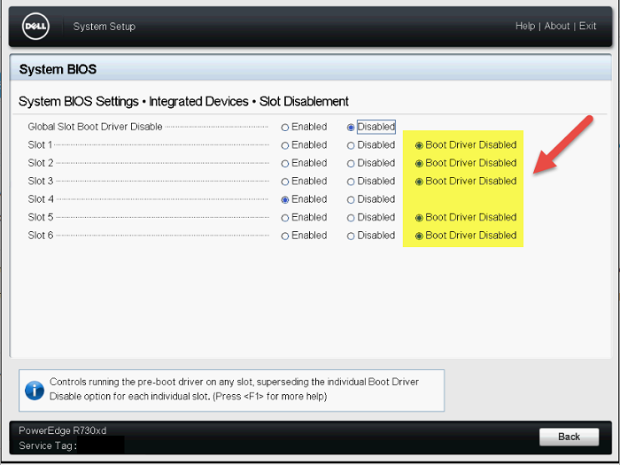 Sørg for at deaktivere startdriveren til LSI 9207-8e HBA