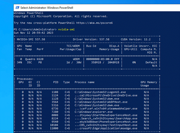 nvidia-smi windows output
