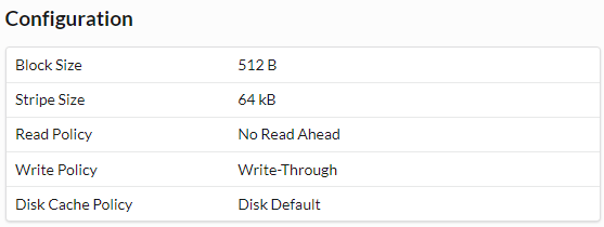 Configuration du disque virtuel