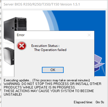 执行 DUP 固件安装时出现“作失败”错误消息