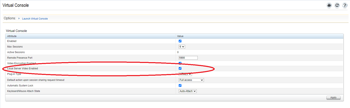 Detalhes da página do console virtual