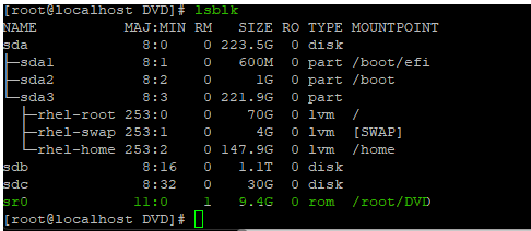 lsblk コマンド出力