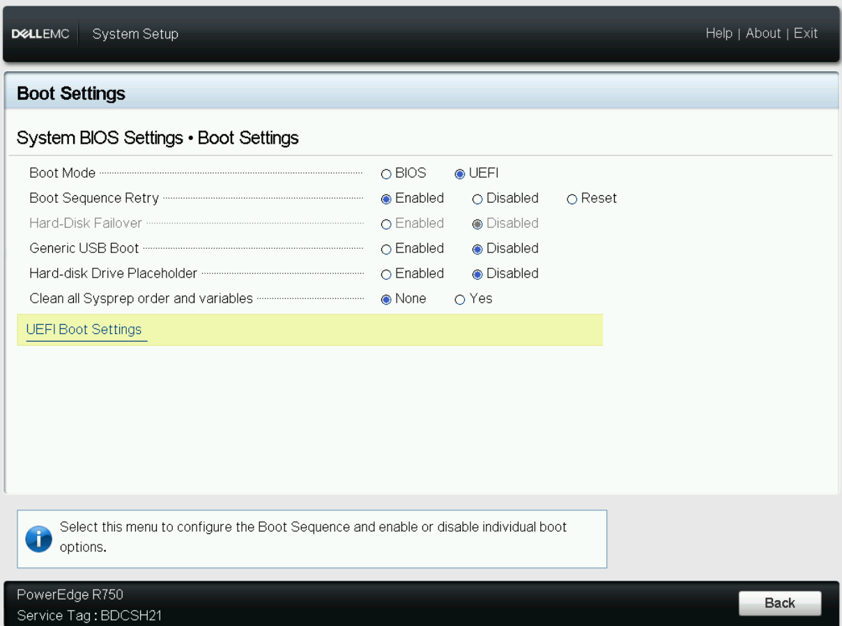시스템 BIOS 설정 UEFI 부팅 모드