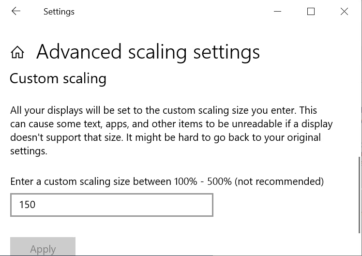 Zaawansowane ustawienia skalowania