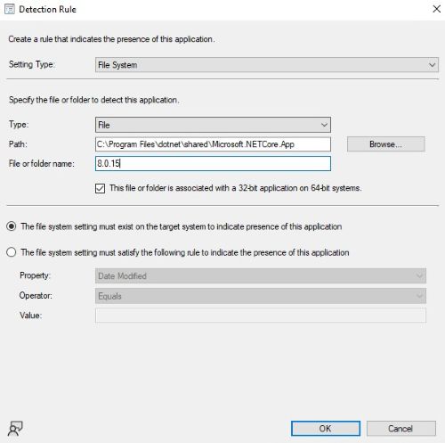 Set the following options then click OK