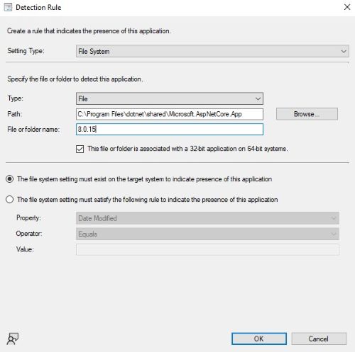 Configure las siguientes opciones y, a continuación, haga clic en OK: