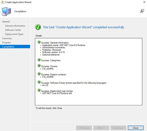Klicka på Nästa och klicka sedan på Stäng på skärmen för slutförande.