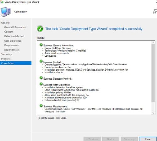 Нажмите кнопку Далее, а затем на странице завершения нажмите кнопку Закрыть
