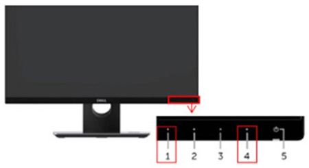 Frontpanel med knapparna ett och fyra markerade