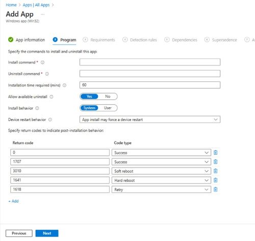 Saisir la commande d’installation et de désinstallation