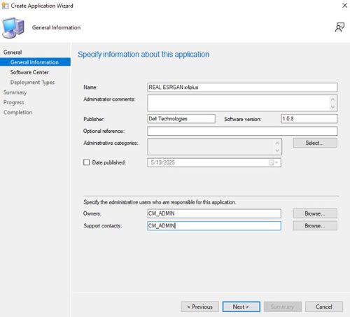 Saisissez un nom et fournissez toutes les informations nécessaires, telles que l’éditeur et la version du logiciel, puis mettez à jour le propriétaire de l’application et le contact du support si nécessaire, puis cliquez sur Suivant