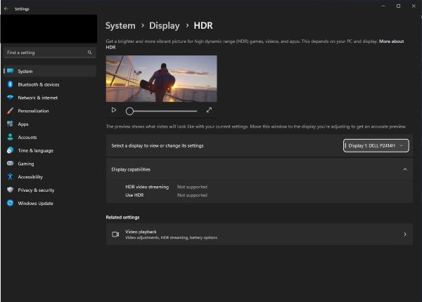 Controllo delle funzionalità del display