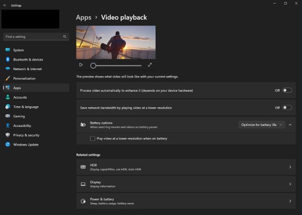 Klikk på Videoavspilling